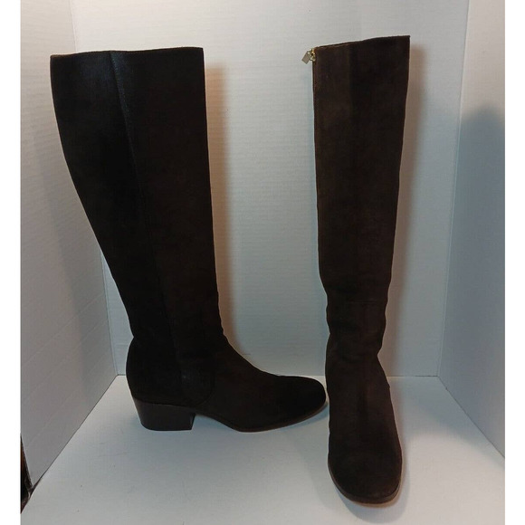 JIMMY CHOO Roughout Suede Knee High Brown Leather Riding Boots Size 6 US 36.5 EU - Picture 2 of 16